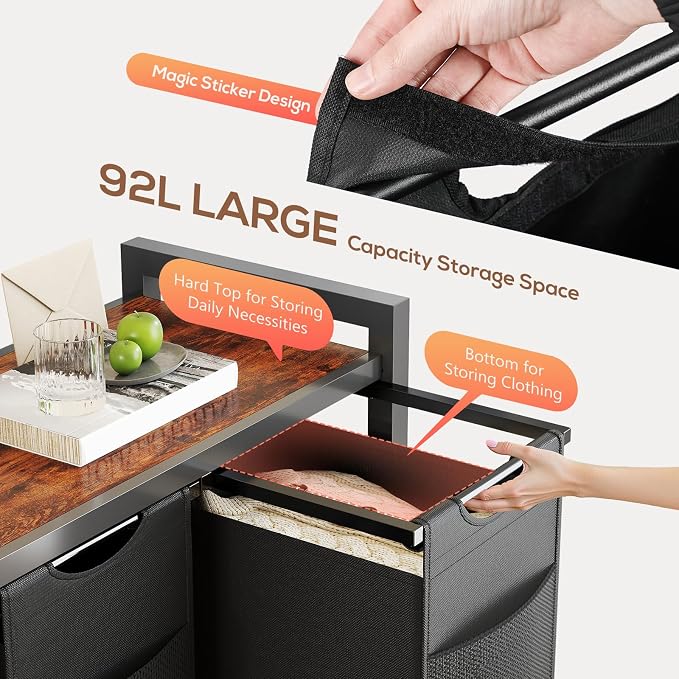 Laundry Hamper with 3 Pull-Out Removable Laundry Bags, Rolling Laundry Sorter - Image 6
