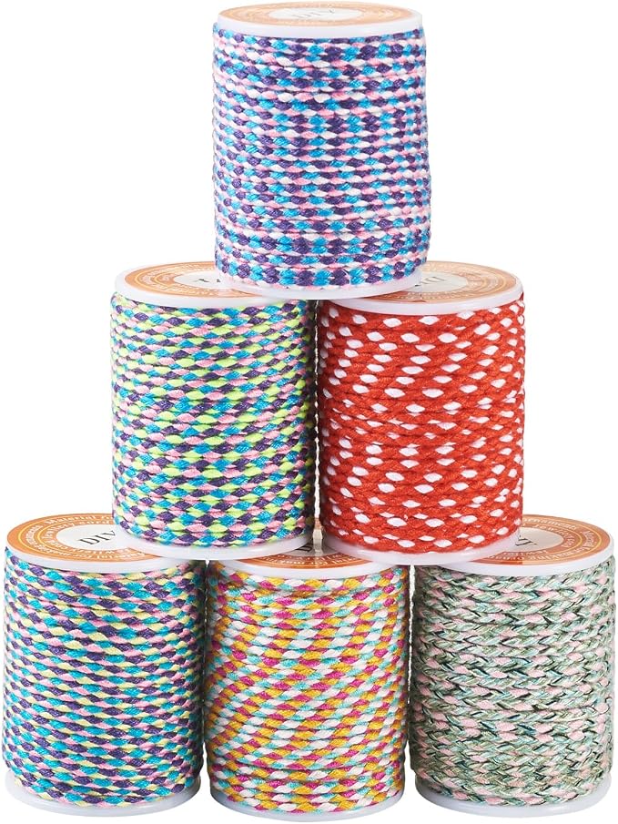 6 Rolls 1.5mm Twisted Macrame Cotton Cord 4-Ply Braiding Beading Thread Chinese - Image 7