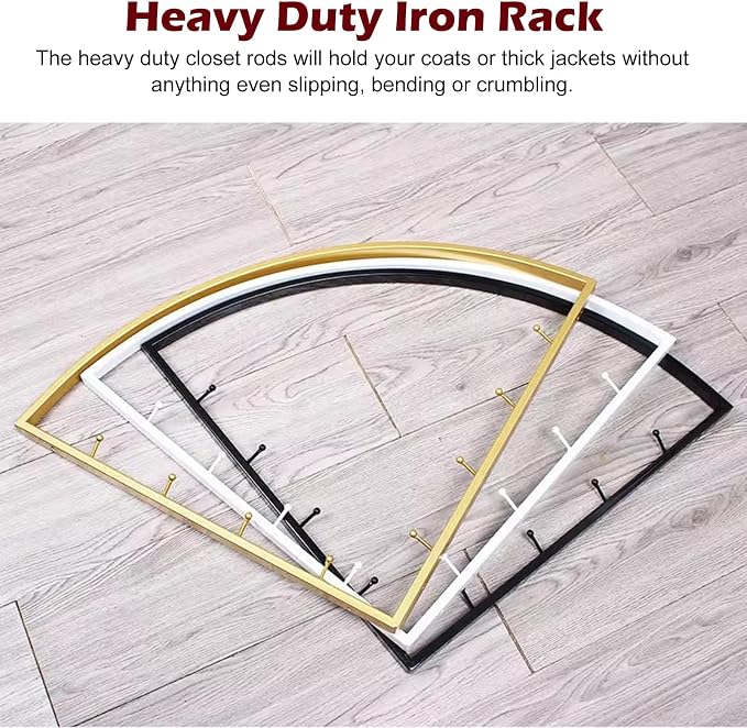 Iron Clothes Hanging Bar for Corner, Wall Mount Garment Clothing Storage Rack - Image 4