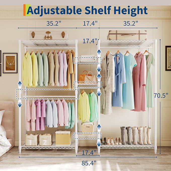 Clothes Rack L Shaped for Corner, Heavy Duty Garment Rack - Image 4