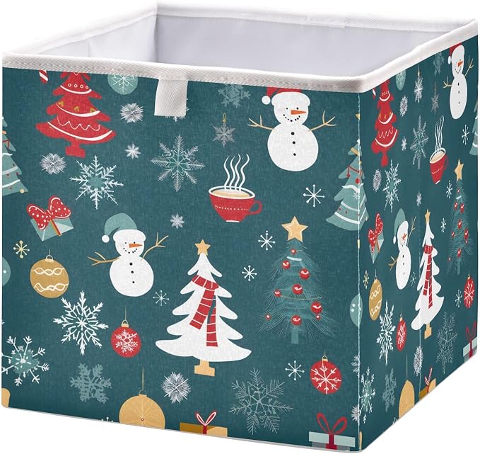 senya Large Storage Bins Christmas Pattern Snowflakes Collapsible Foldable by senya