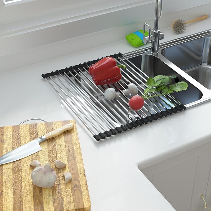 Expandable Large Draining Rack, Roll Up Heat-Resistant Dish Drainer - Image 2
