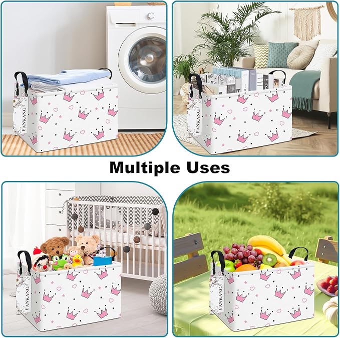 FANKANG Storage Bins, Nursery Hamper Canvas Laundry Basket Foldable - Image 5