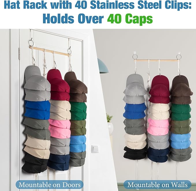 Over Door Hat Organizer Hanging Baseball Hat Organizer Storage - Image 4