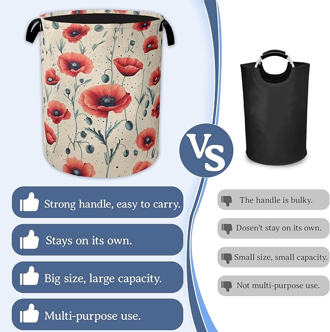 Vintage Poppy Floral Laundry Hamper - Image 3