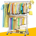 100% Stainless Steel Heavy Duty Clothes Rack Load 860 LBS, 2-Tier Rolling by FYBEE