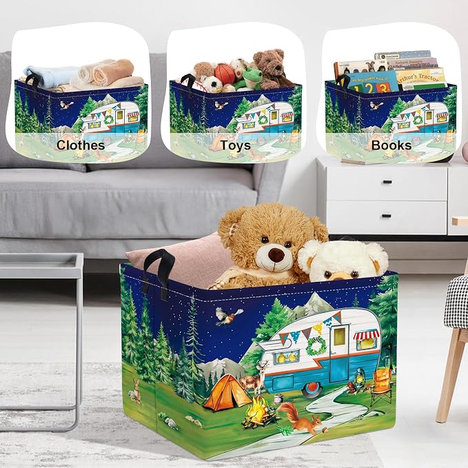 Night Camping Laundry Hamper Picnic Large Storage Basket Bonfire Collapsible - Image 5