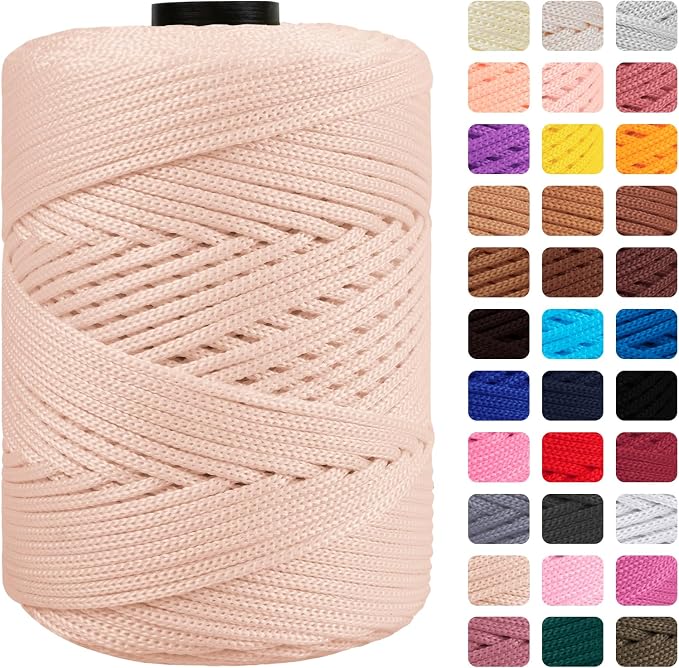 CAMAL Polypropylene Cord 3mm 185 Yards Colorful Polyester Yarn Handmade by CAMAL