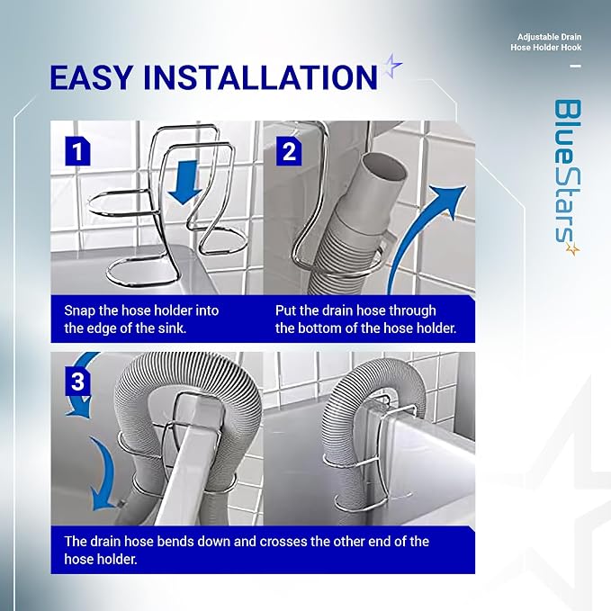 BlueStars Adjustable Drain Hose Holder – Universal Utility Sink Clamp - Image 5