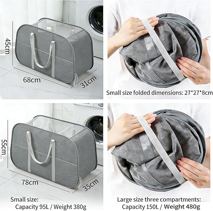 ６Pack Collapsible Laundry Baskets, Pop Up Mesh Laundry Hamper - Image 6