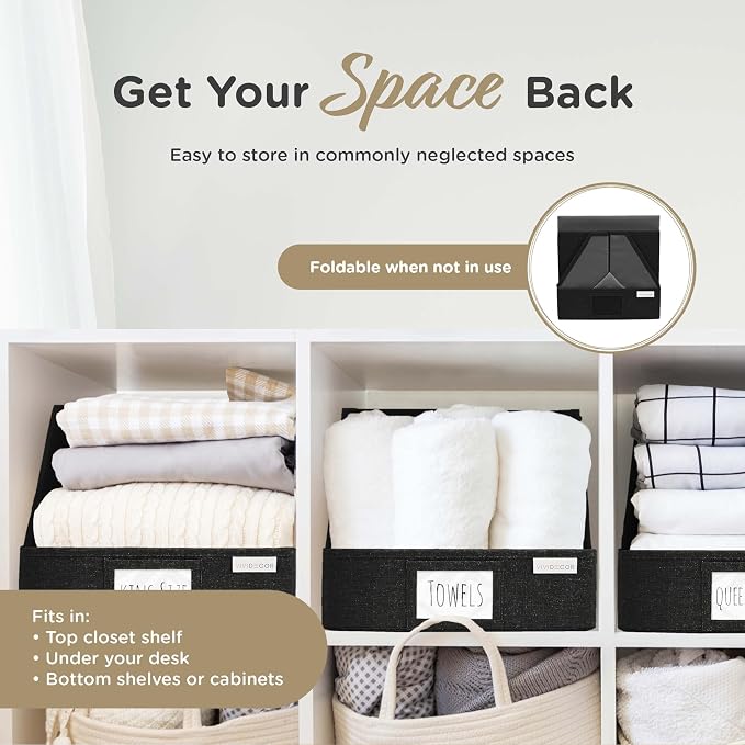 Trapezoid Closet Bins for Shelves – 12x12x10 Fabric Storage Baskets, - Image 5