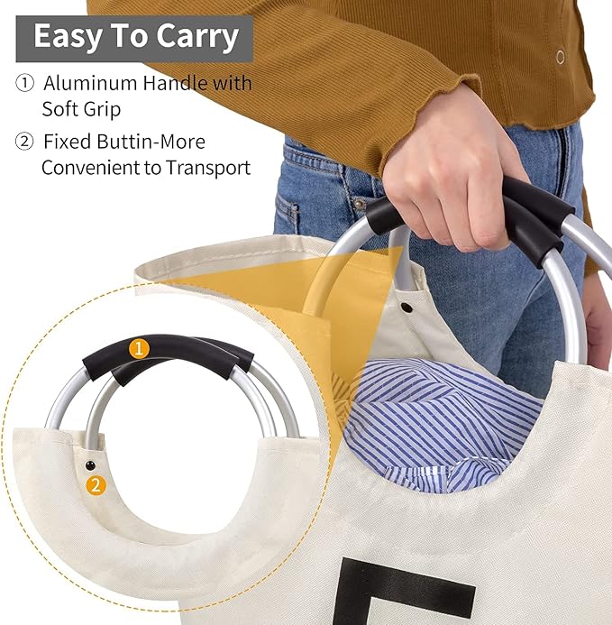 ZEROJETLAG 82L Large Laundry Basket Collapsible Hamper - Image 3