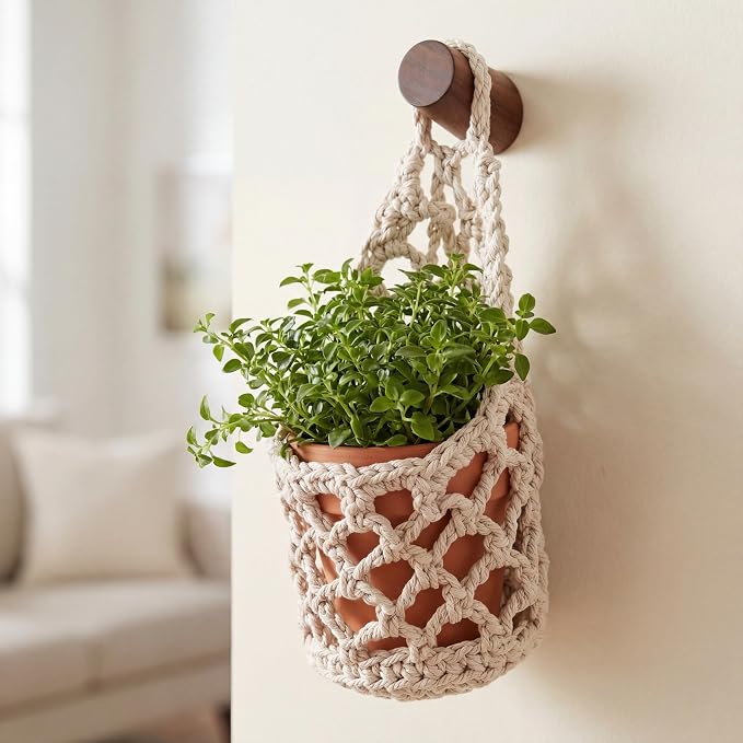 6 Pk Wall Planters for Indoor Macrame Plant Hanger Boho Wall Mounted Flower - Image 5
