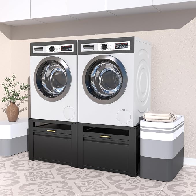 29" Laundry Pedestal for Washer & Dryer, Universal Washing Drying Machine Stand - Image 9