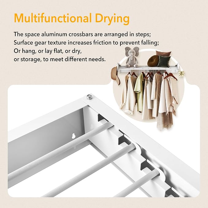 Upgrade Drying Rack Clothing, Clothes Drying Rack Wall Mounted, Laundry Drying - Image 3