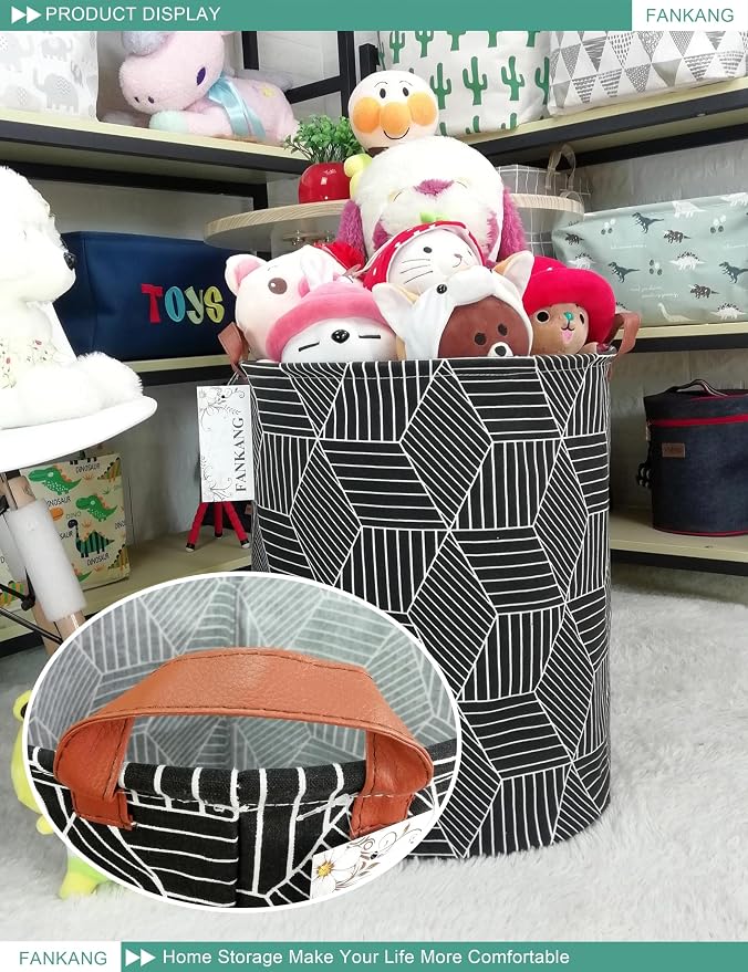 FANKANG Storage Basket, Nursery Hamper Canvas Laundry Basket Foldable - Image 5