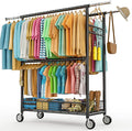 Heavy Duty Clothes Rack Load 960LBS, Three Rods Rolling Clothing Racks by Unknown