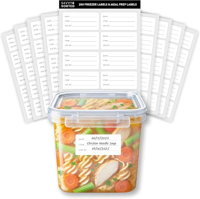 200 Meal Prep Freezer Food Labels by SAVVYSORTED%C2%AE