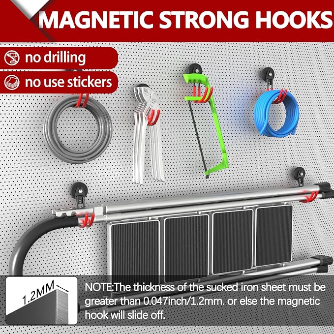 3-H Heavy Duty Magnet Garage Hooks 4 Pack, J Shape Strong Magnetic Hooks - Image 4