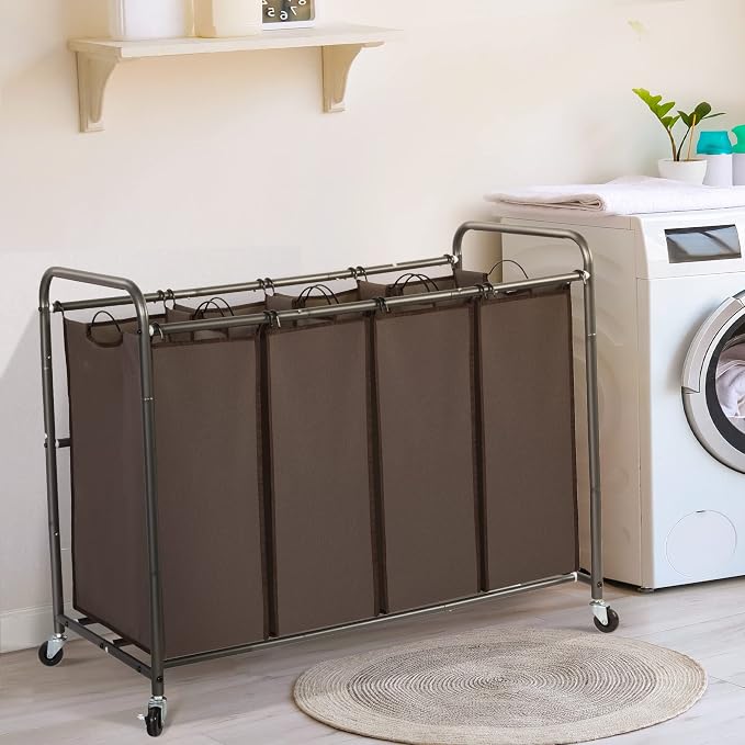 STO STO Laundry Sorter 4 Section, 4 Bag Clothes Hamper, Rolling Laundry Cart - Image 7