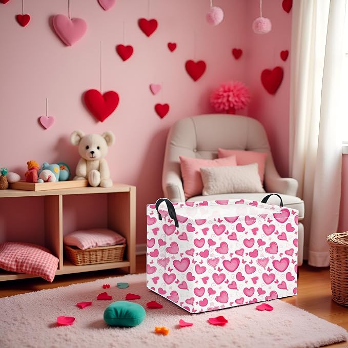 Rectangular Valentines Basket for Women Girls Storage Bin Organizer Box Shelf - Image 3