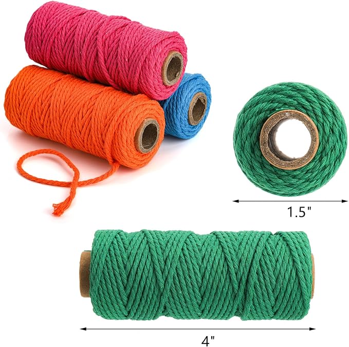 ZEAYEA 15 Rolls Macrame Cord, 2mm x 480 Yards Natural Cotton Twine String Cord - Image 2