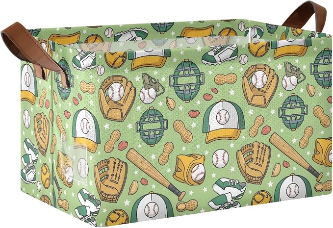 Sports Baseball Glove Green Storage Bins Large Shelf Baskets Boxes Closet by Unknown