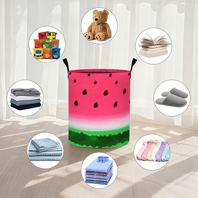 Watermelon Laundry Basket Foldable Oxford Cloth Tote Bag Laundry Hamper Clothes - Image 4