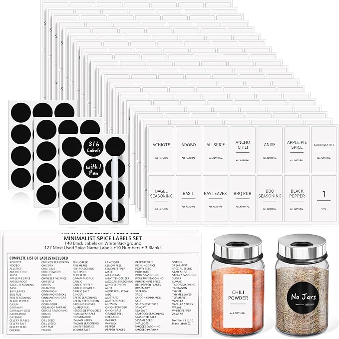 Segarty Spice Label Stickers, Waterproof Removable Condiment Label by Segarty
