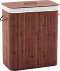 Large Laundry Hamper with Lid, 72l & 104l Capacity, Foldable Bamboo Frame with by SLEKVERSA
