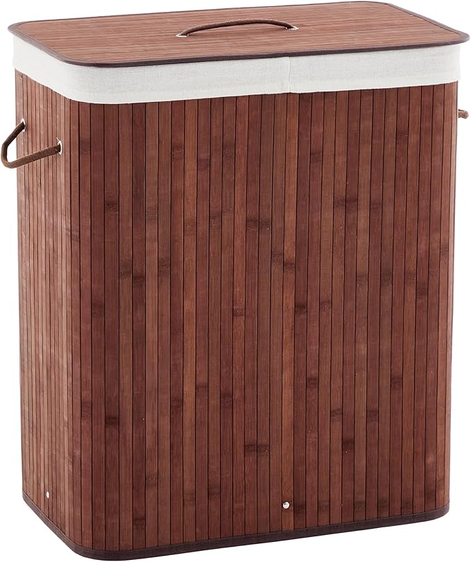 Large Laundry Hamper with Lid, 72l & 104l Capacity, Foldable Bamboo Frame with by SLEKVERSA