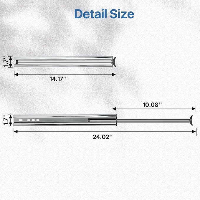 14-Inch Valet Rod for Closet Pull Out, Azcom Hanging Telescoping Clothes Rod - Image 2