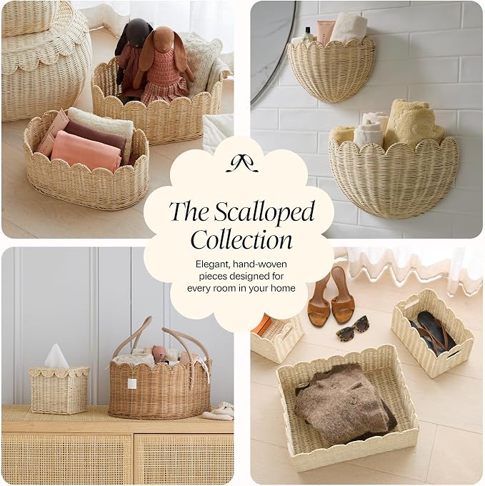 BEBE BASK Scalloped Wicker Hanging Basket - Image 9