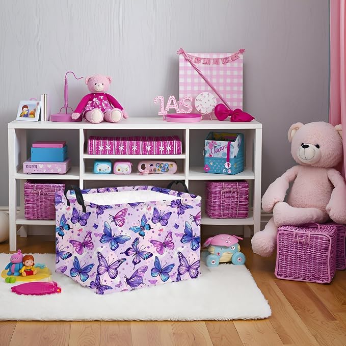 HIYAGON Rectangular Butterfly Basket Baby Storage Basket Storage Bin Organizer - Image 2