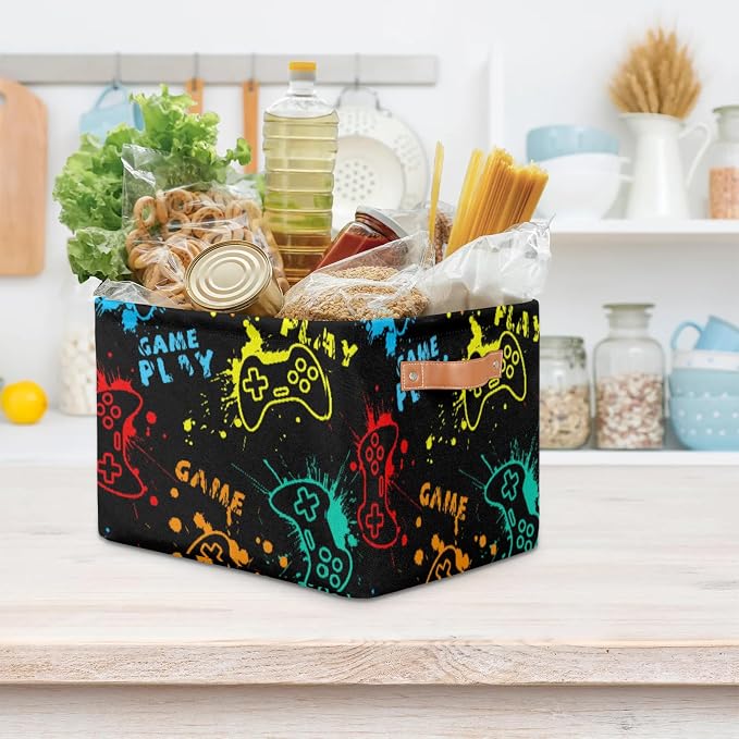 Boys Storage Basket for Kids Video Game Rectangular Collapsible Bin - Image 8
