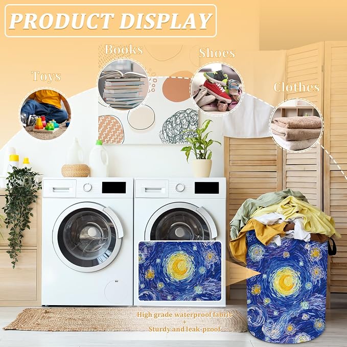 Starry Night Laundry Basket, Foldable Waterproof Oxford Cloth Laundry Hamper - Image 4