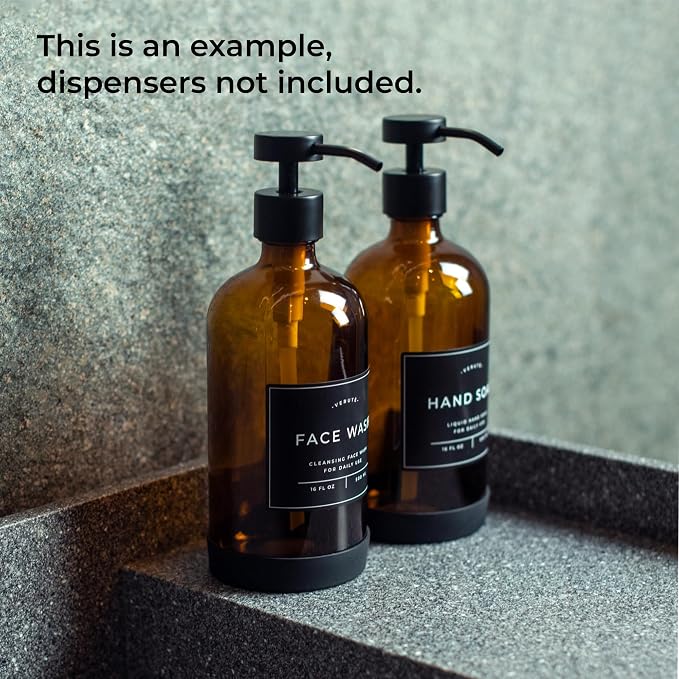 Waterproof Labels for Amber Glass Soap Dispenser and Plastic Bottles - Image 2