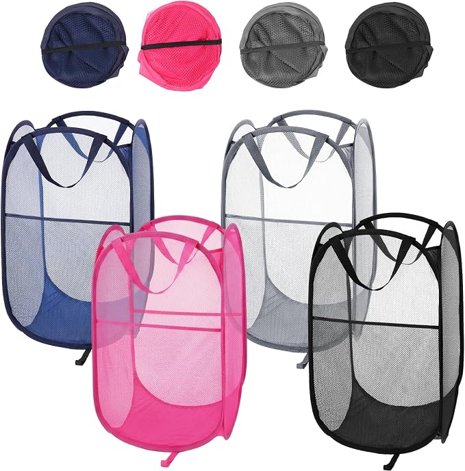 4PCS Pop up Laundry Hamper, Collapsible Mesh Laundry Baskets, Large Pop up - Image 8