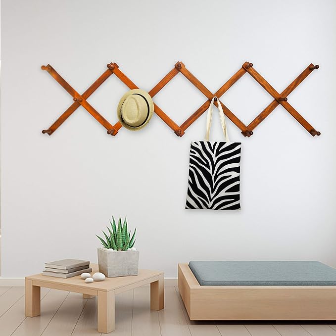 WEBI Accordion Wall Hanger, Expandable Wooden Hat Rack - Image 5