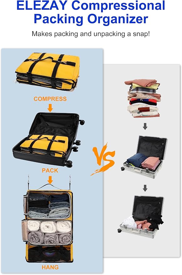 ELEZAY Hanging Packing Cubes Portable Closet 3-Shelf Travel Collapsible - Image 2