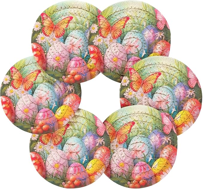 Colorful Eggs and Butterflies Coasters Set of 6 - Image 2