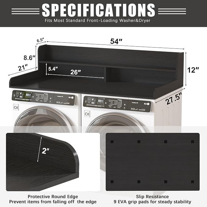 Piskyet Washer Dryer Countertop, 2- Tier Laundry Countertop - Image 3