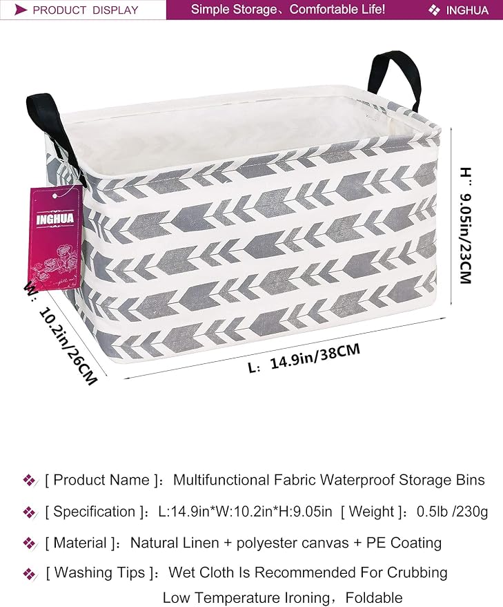 Rectangular Storage Basket Fabric Organizer Bin - Image 2