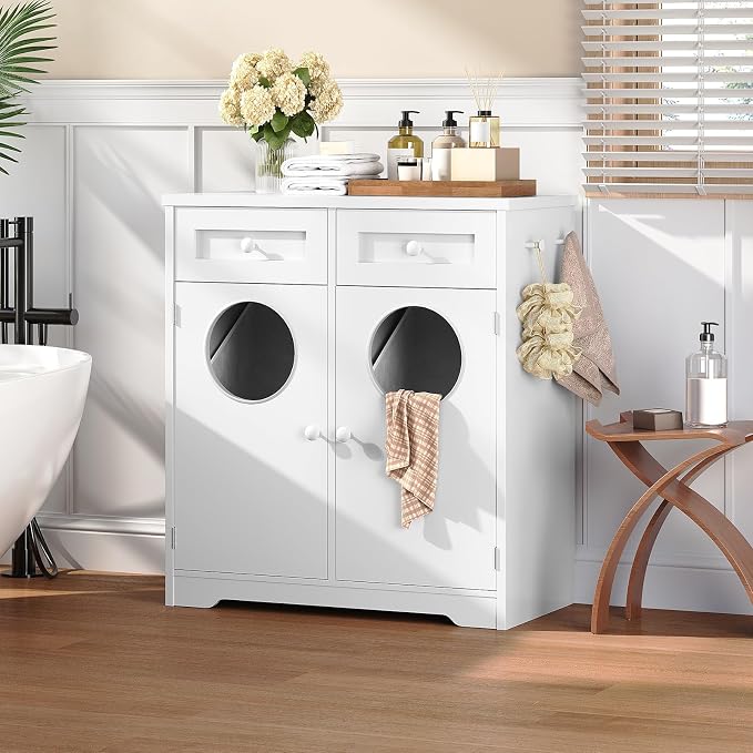HOOBRO Double Laundry Hamper Cabinet, Hidden Laundry Cabinet - Image 8