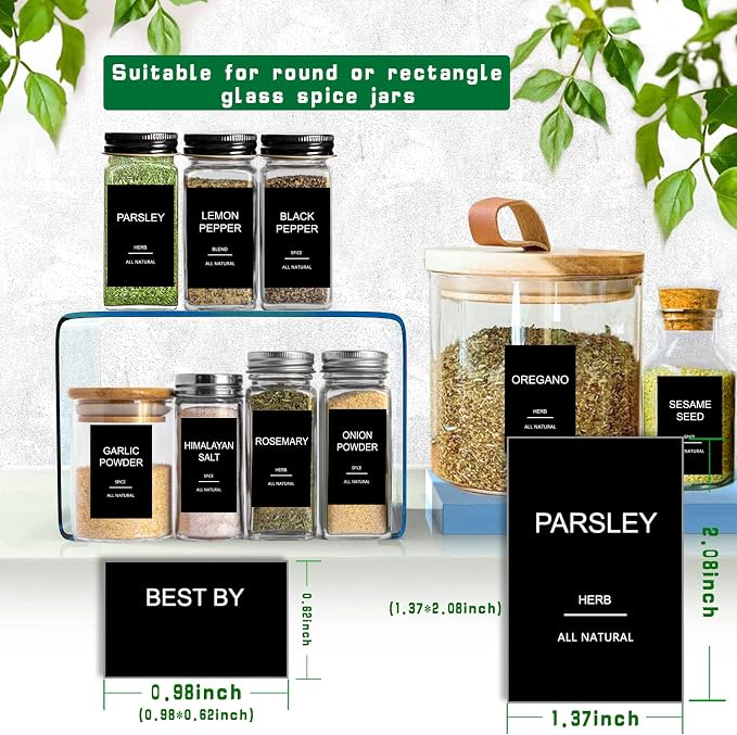 191 Spice Jar Labels Preprinted Minimalist Stickers - Image 4