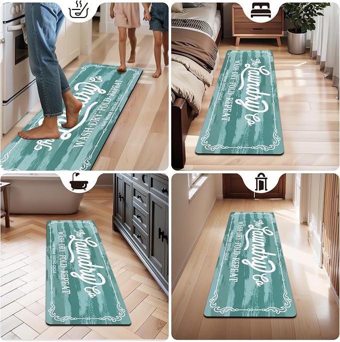 Pauwer Laundry Room Rug Runner 20"x60" Waterproof Rubber Laundry Mat Non Slip - Image 8
