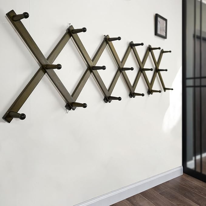 WEBI Accordion Wall Hanger, Expandable Wooden Hat Rack - Image 2