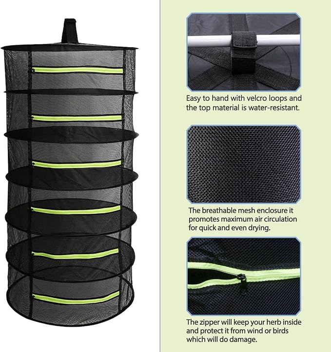 2 PCS Herb Drying Rack 6 Layers Mesh Hanging - Image 4
