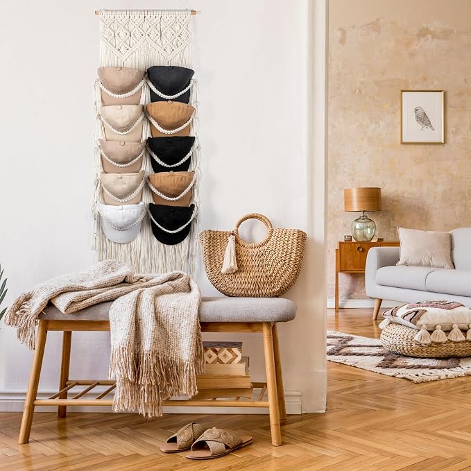 Macrame Hat Hangers for Wall Handmade Boho Baseball Cap Hanger Hand Knitting - Image 2