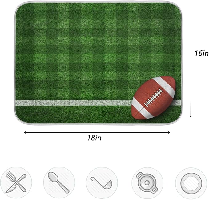 Field American Football Absorbent Dish Drying Mat Microfiber Kitchen Countertop - Image 4